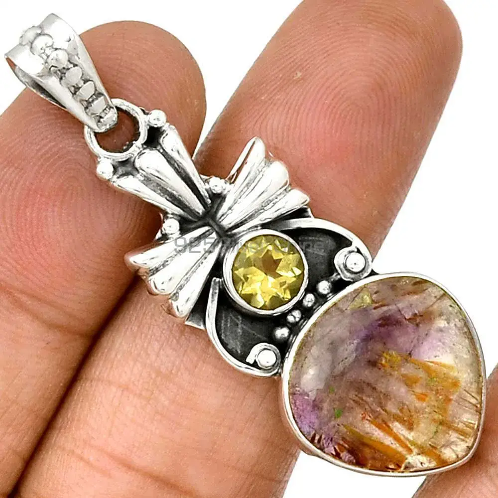 Multi Gemstone Pendants In 925 Fine Silver Jewelry 925SP083_1