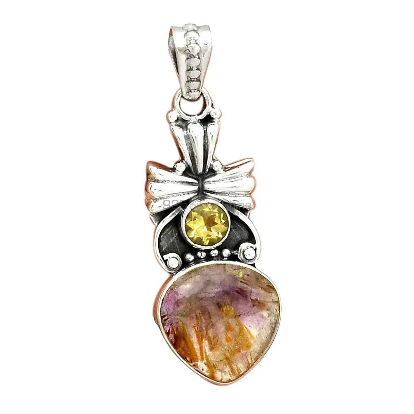 Multi Gemstone Pendants In 925 Fine Silver Jewelry 925SP083_2