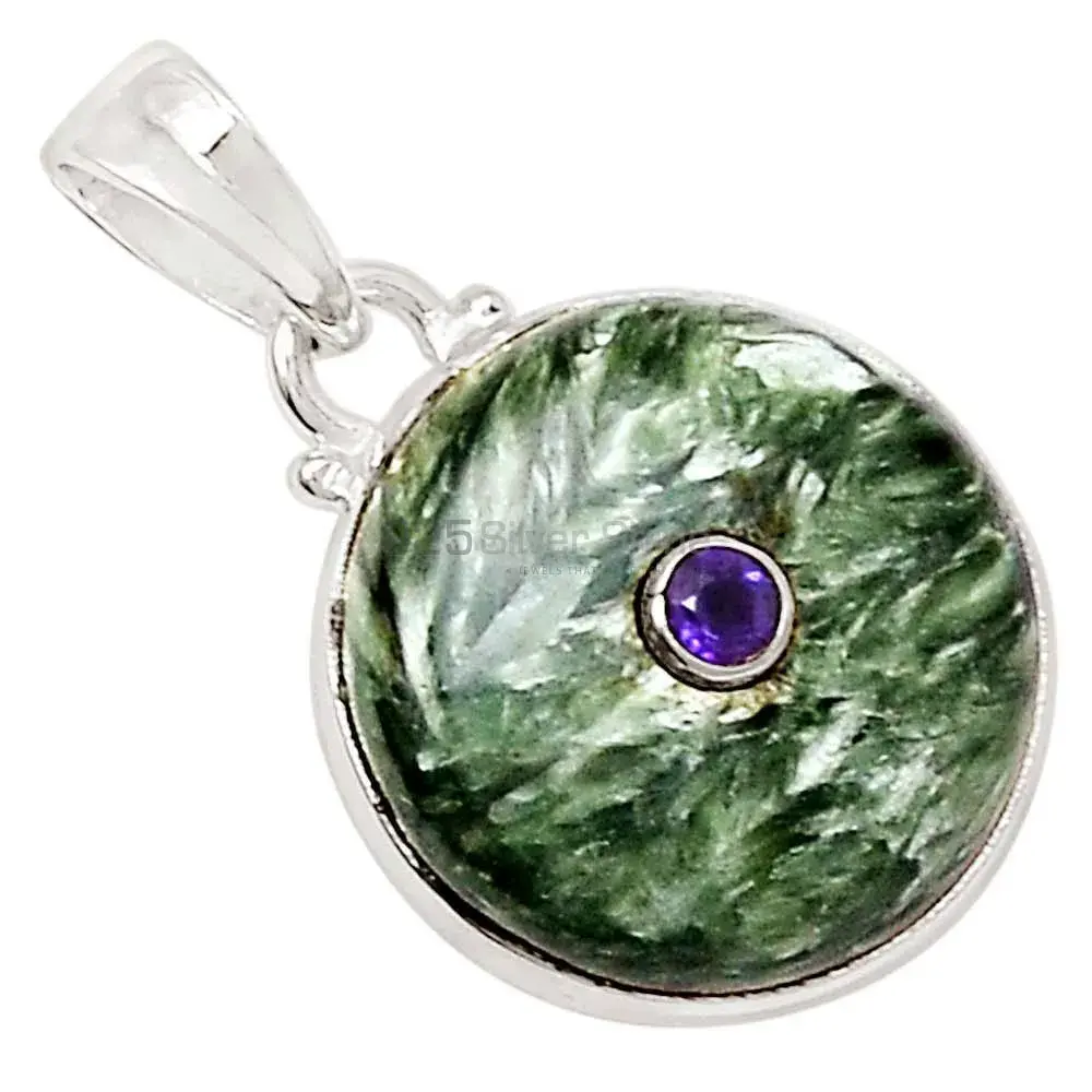 Best Price Multi Gemstone Pendants Wholesaler In Fine Sterling Silver Jewelry 925SP70-5