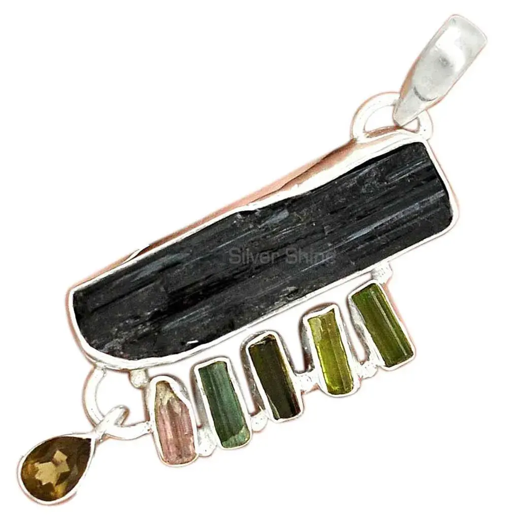 Multi Tourmaline Gemstone Pendants In Fine Sterling Silver Jewelry 925SP55-1_0