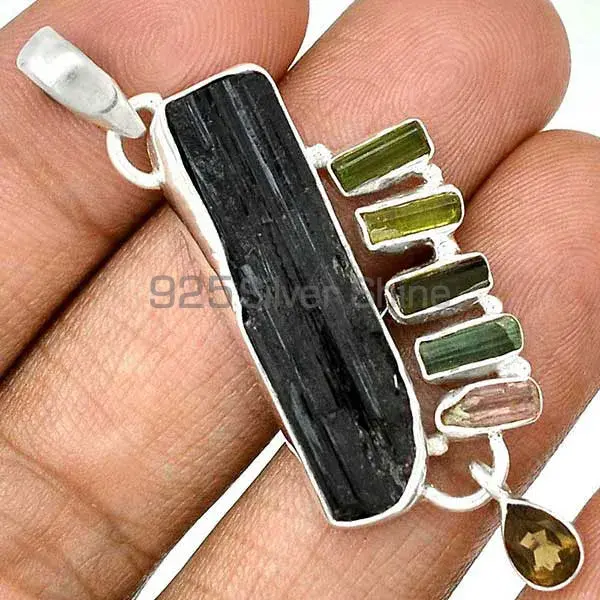 Multi Tourmaline Gemstone Pendants In Fine Sterling Silver Jewelry 925SP55-1_1