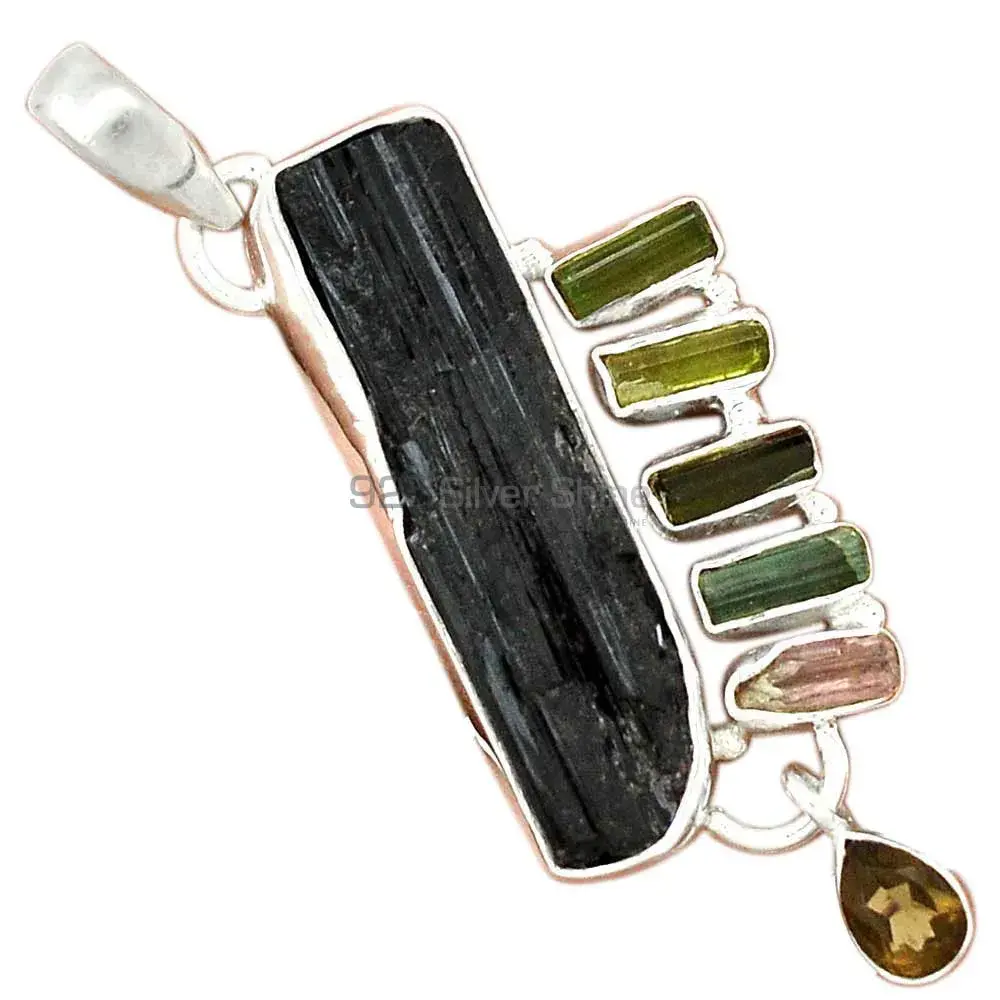 Multi Tourmaline Gemstone Pendants In Fine Sterling Silver Jewelry 925SP55-1_2