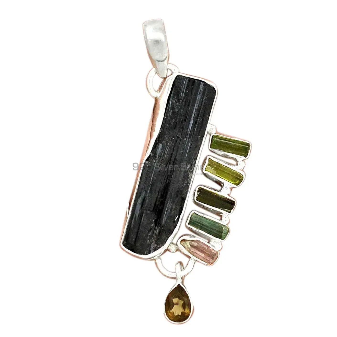 Best Price Multi Tourmaline Gemstone Pendants Wholesaler In Fine Sterling Silver Jewelry 925SP55-1_2