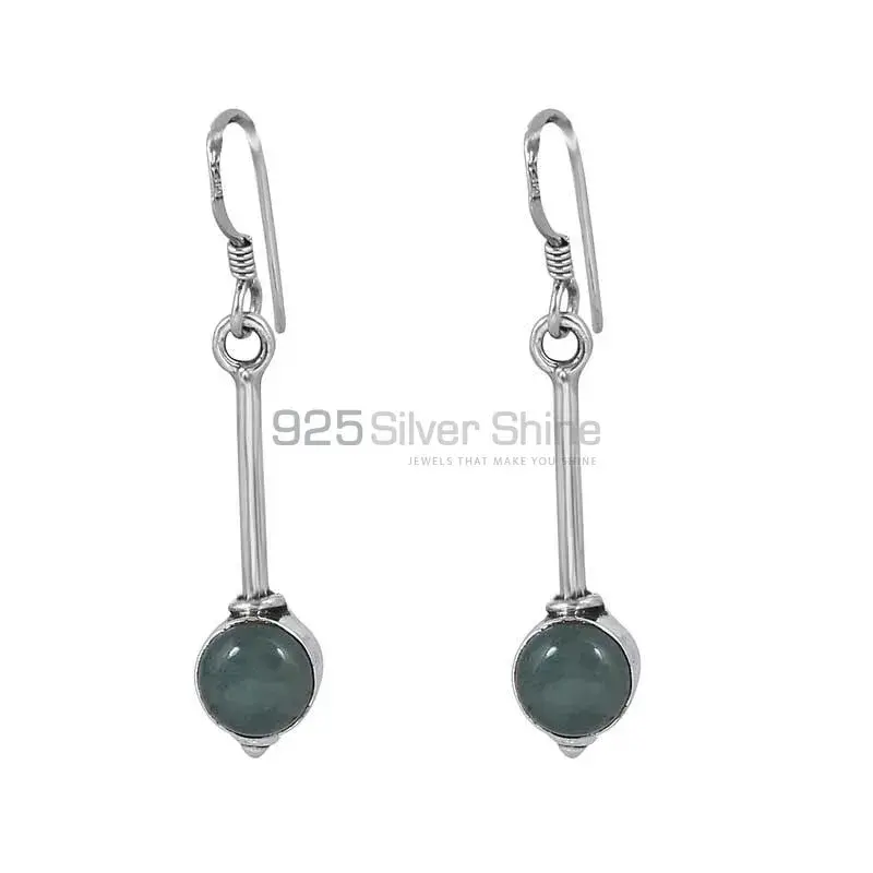 Natural Aventurine Gems Stone Earring In 925 Sterling Silver Jewelry 925SE36_1