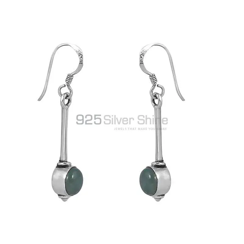 Natural Aventurine Gems Stone Earring In 925 Sterling Silver Jewelry 925SE36_2