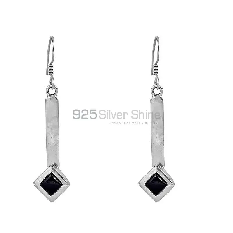 Best Price Natural Black Onyx Gemstone Earring In 925 Sterling Silver Jewelry 925SE84