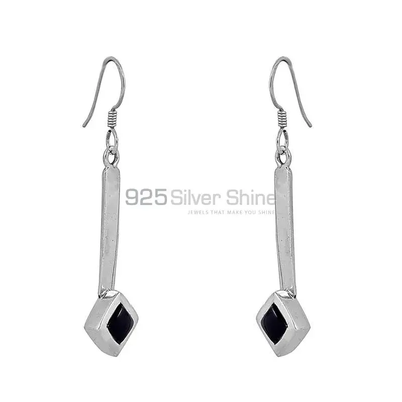Best Price Natural Black Onyx Gemstone Earring In 925 Sterling Silver Jewelry 925SE84_0