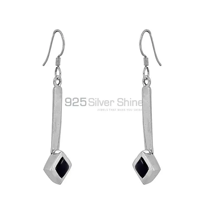 Natural Black Onyx Gemstone Earring In 925 Sterling Silver Jewelry 925SE84_1