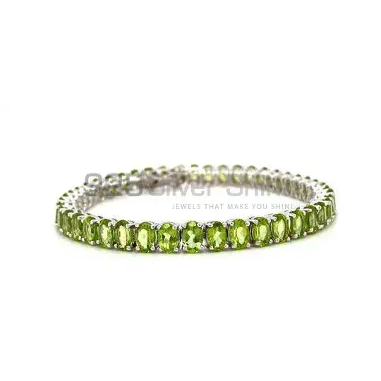 Best Price Peridot Gemstone Handmade Tennis Bracelets In Solid Sterling Silver Jewelry 925SB181