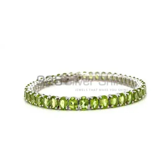 Peridot Gemstone Handmade Tennis Bracelets In Solid Sterling Silver Jewelry 925SB181
