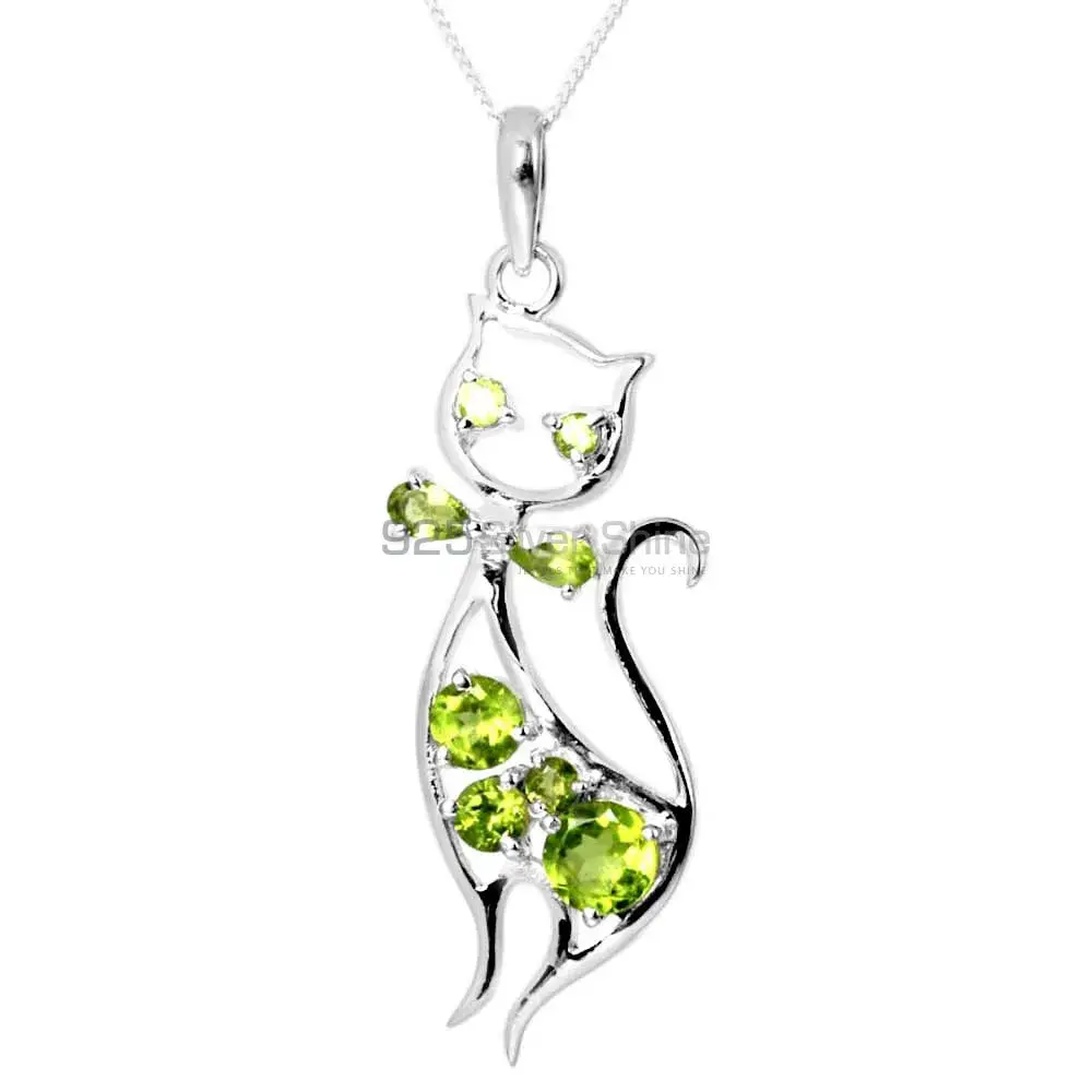 Best Price Peridot Gemstone Pendants Exporters In 925 Solid Silver Jewelry 925SP244-4