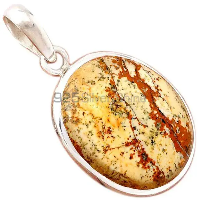 Picture Jasper Gemstone Pendants In 925 Fine Silver Jewelry 925SP143_0