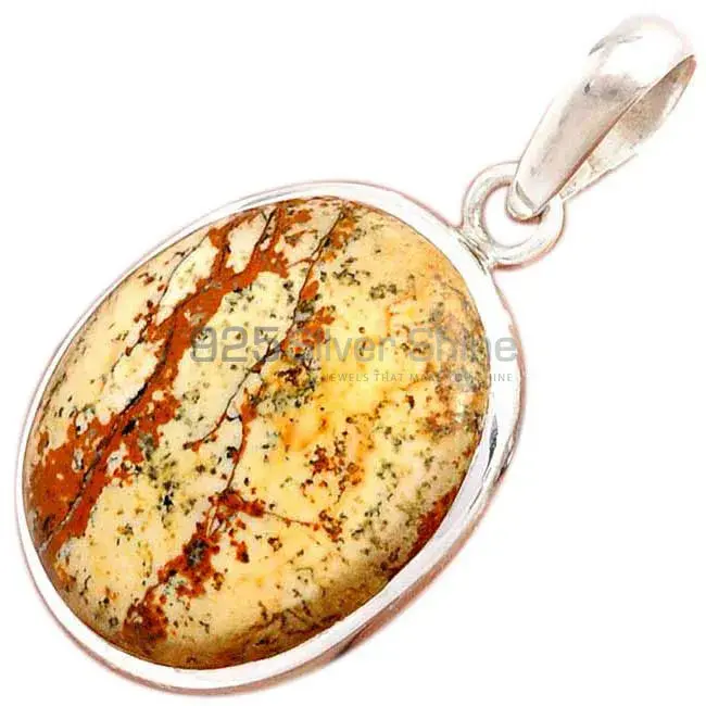 Picture Jasper Gemstone Pendants In 925 Fine Silver Jewelry 925SP143_2