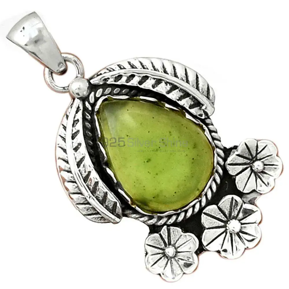 Best Price Prehnite Gemstone Pendants Wholesaler In Fine Sterling Silver Jewelry 925SP091-6