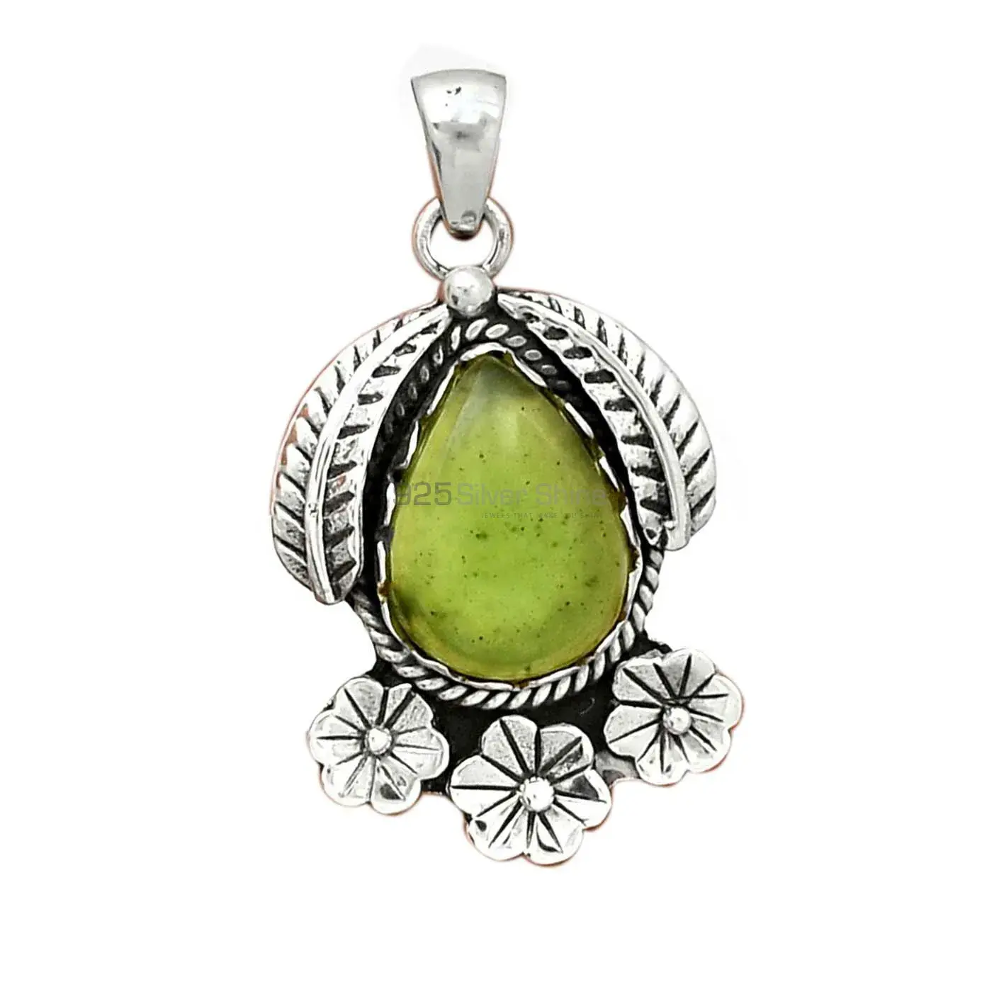 Prehnite Gemstone Pendants In Fine Sterling Silver Jewelry 925SP091-6_2