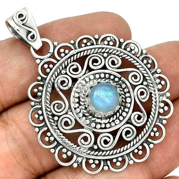 Best Price Rainbow Moonstone Pendants Suppliers In 925 Fine Silver Jewelry 925SP19-1_0