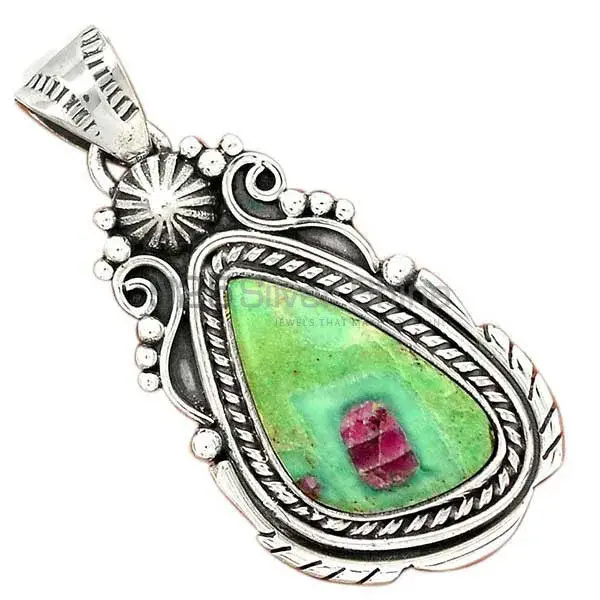 Best Price Ruby Zoisite Gemstone Pendants Exporters In 925 Solid Silver Jewelry 925SP43-1
