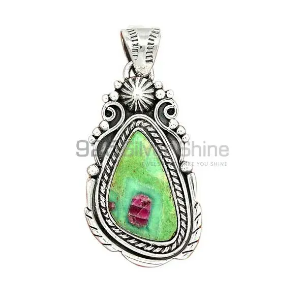 Best Price Ruby Zoisite Gemstone Pendants Exporters In 925 Solid Silver Jewelry 925SP43-1_1