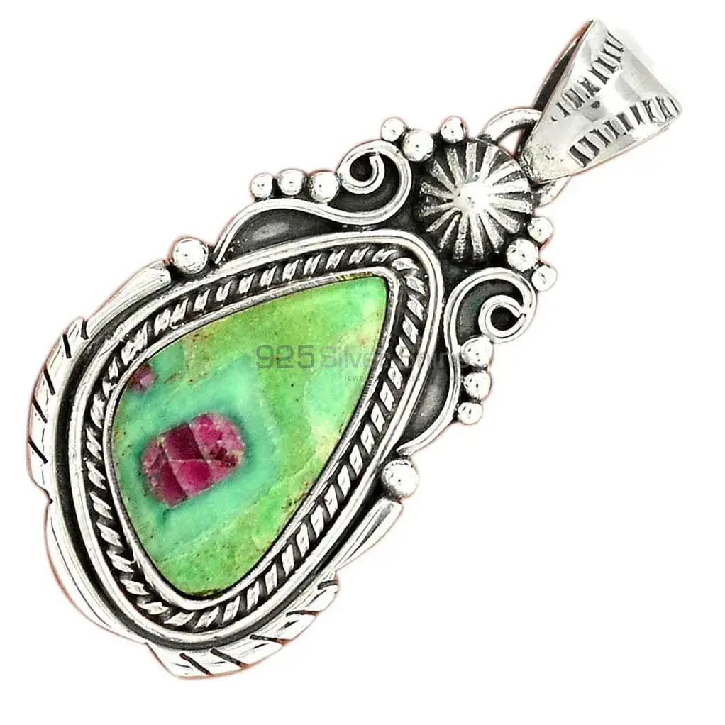 Best Price Ruby Zoisite Gemstone Pendants Exporters In 925 Solid Silver Jewelry 925SP43-1_2