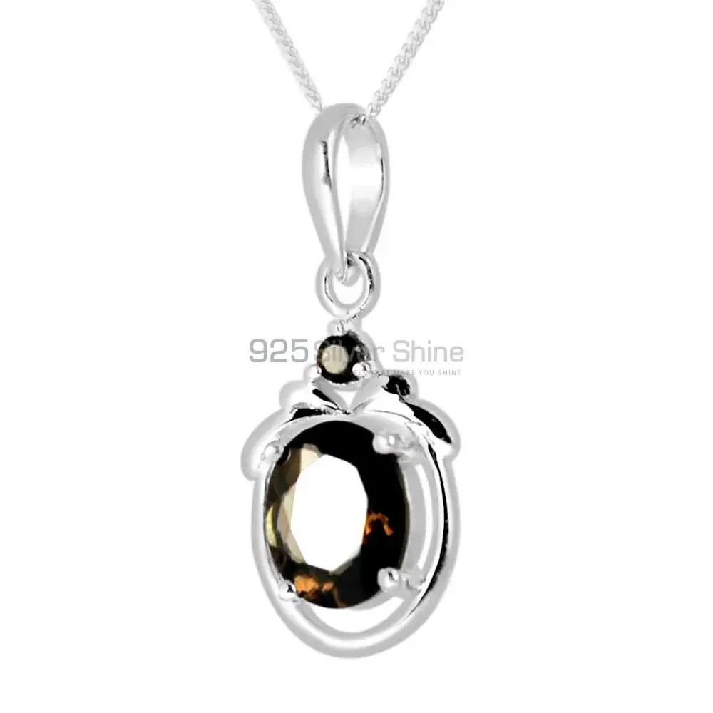 Smokey Gemstone Pendants In 925 Solid Silver Jewelry 925SP259-5_0