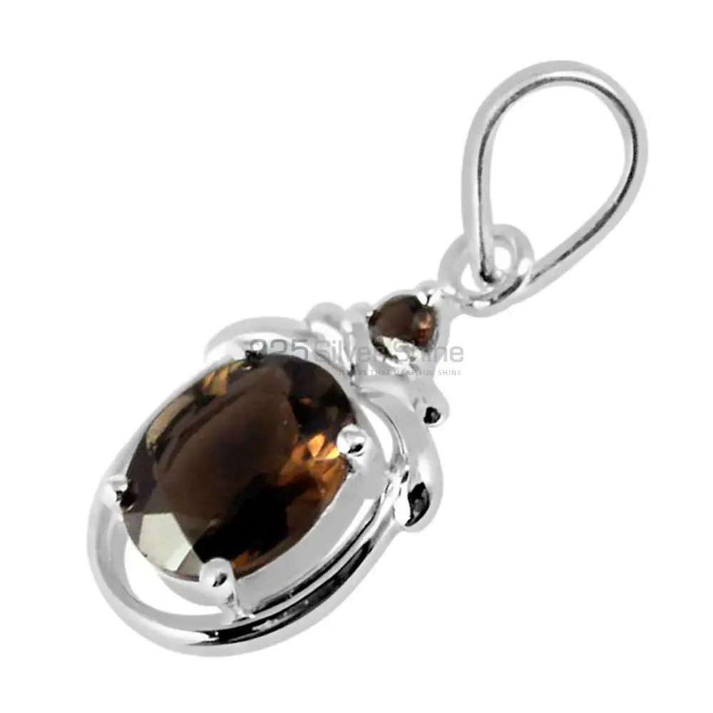 Smokey Gemstone Pendants In 925 Solid Silver Jewelry 925SP259-5_1