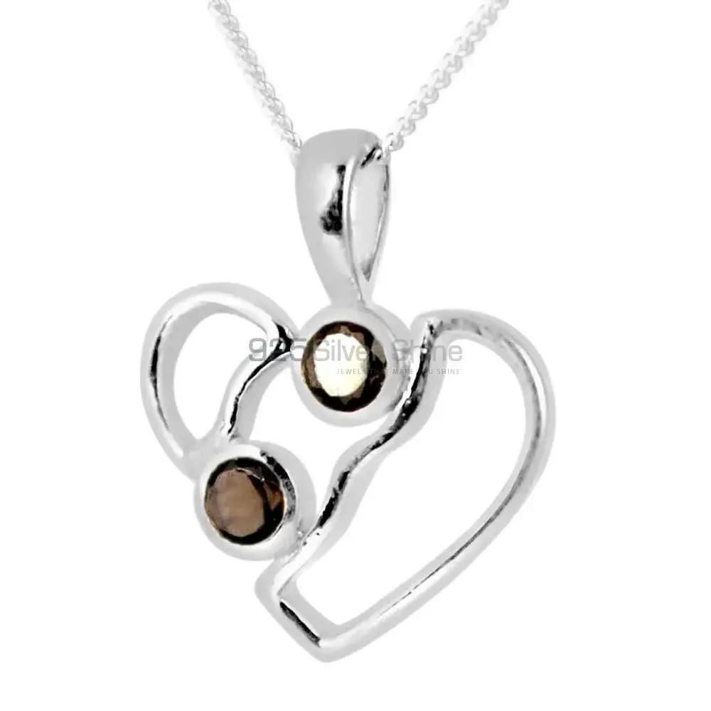 Best Price Smokey Gemstone Pendants Wholesaler In Fine Sterling Silver Jewelry 925SP266-3