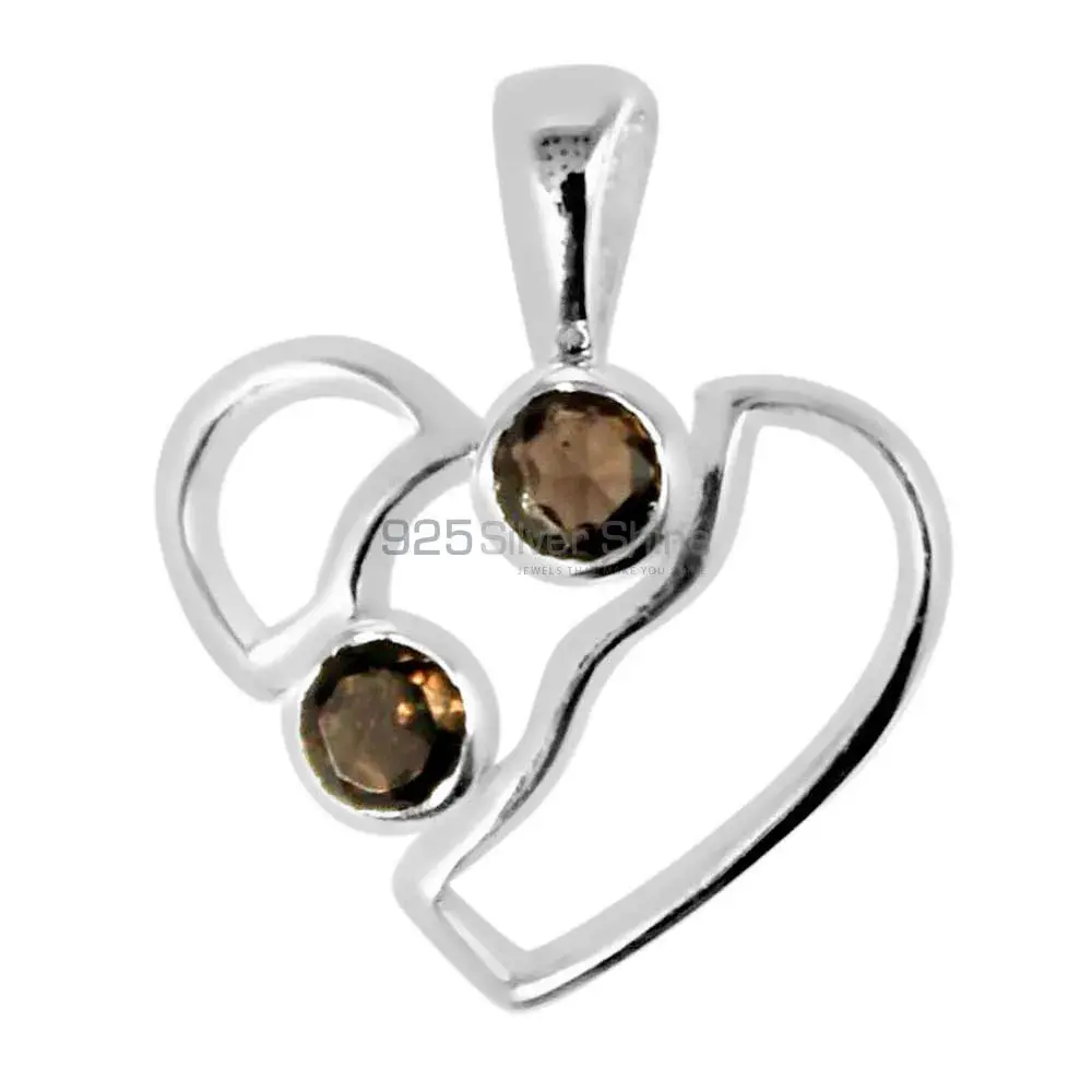 Smokey Gemstone Pendants In Fine Sterling Silver Jewelry 925SP266-3_1