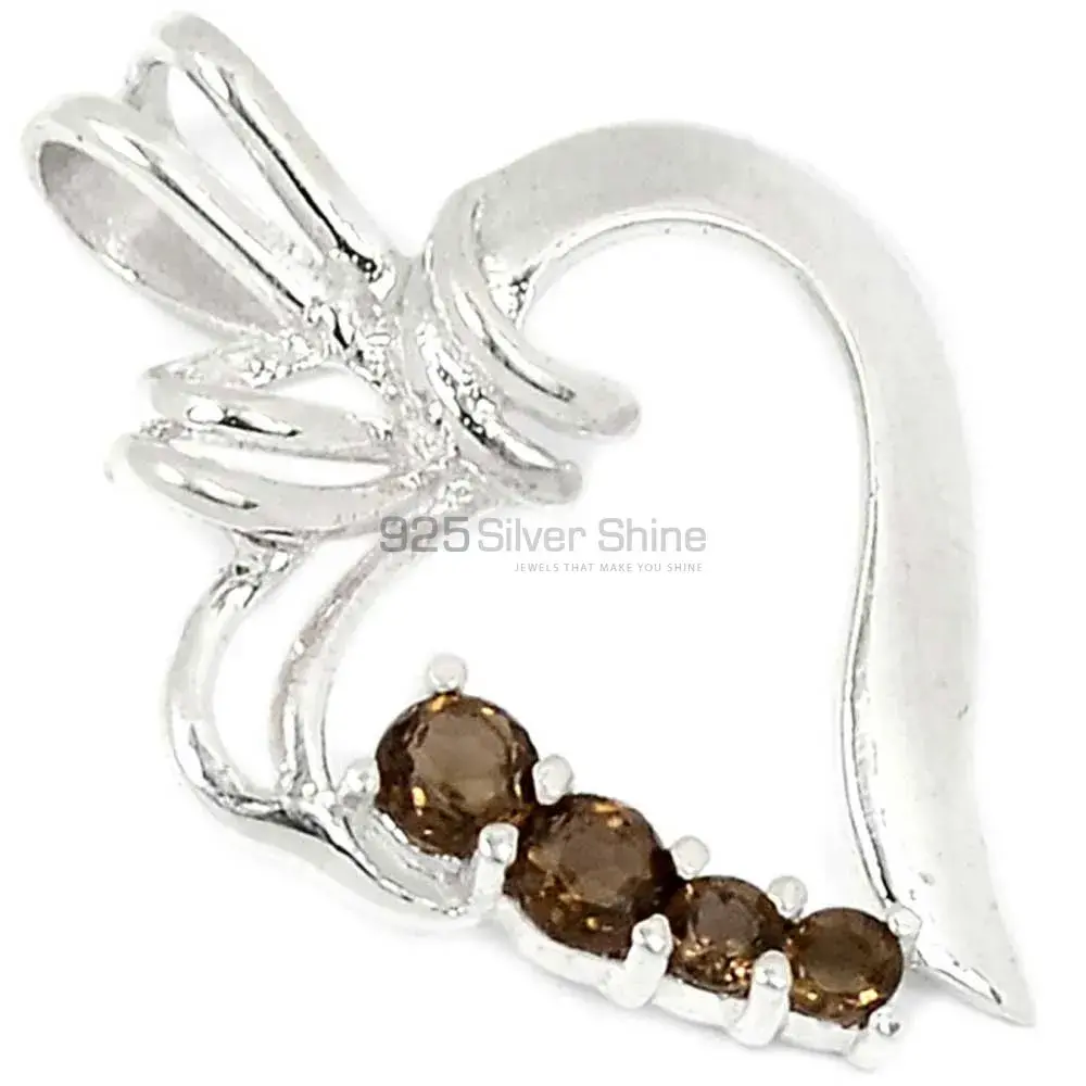 Best Price Smokey Gemstone Pendants Wholesaler In Fine Sterling Silver Jewelry 925SP297-1