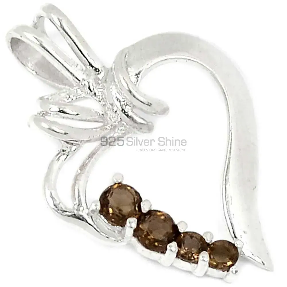 Smokey Gemstone Pendants In Fine Sterling Silver Jewelry 925SP297-1