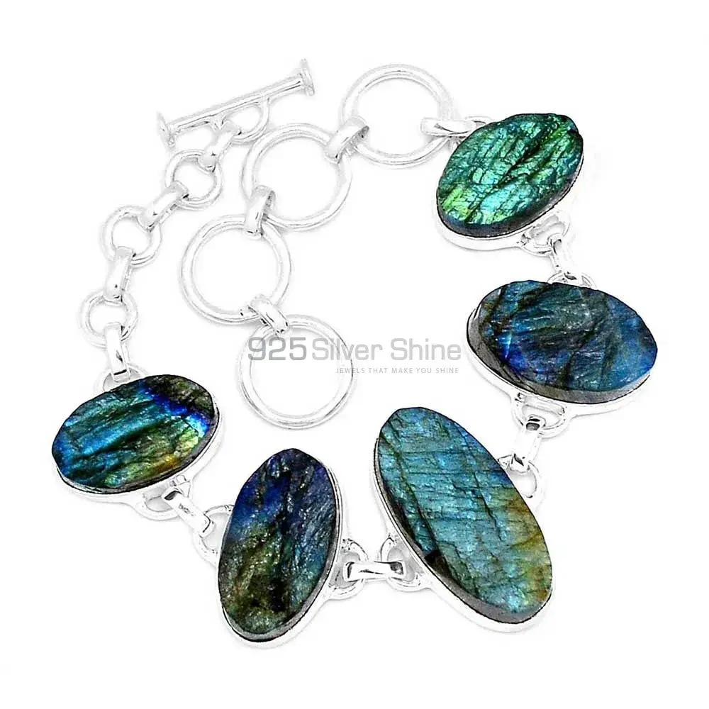 Solid Sterling Silver Handmade Bracelets In Labradorite Gemstone Jewelry 925SB269-2