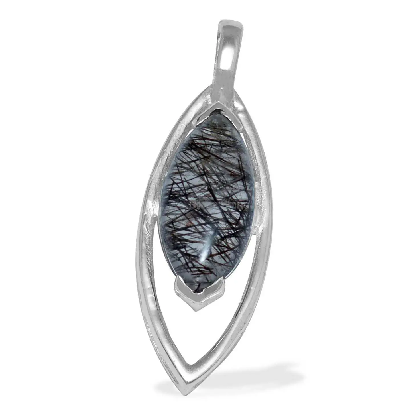 Best Price Solid Sterling Silver Handmade Pendants In Black Rutile Gemstone Jewelry 925SP1472