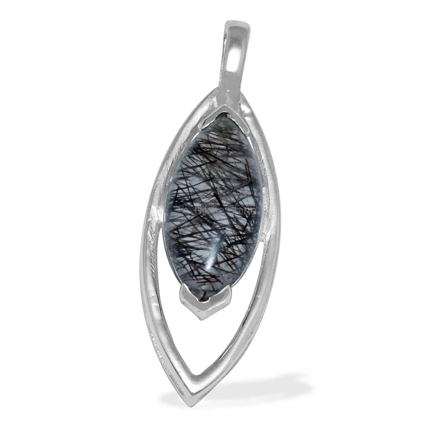 Solid Sterling Silver Handmade Pendants In Black Rutile Gemstone Jewelry 925SP1472_0