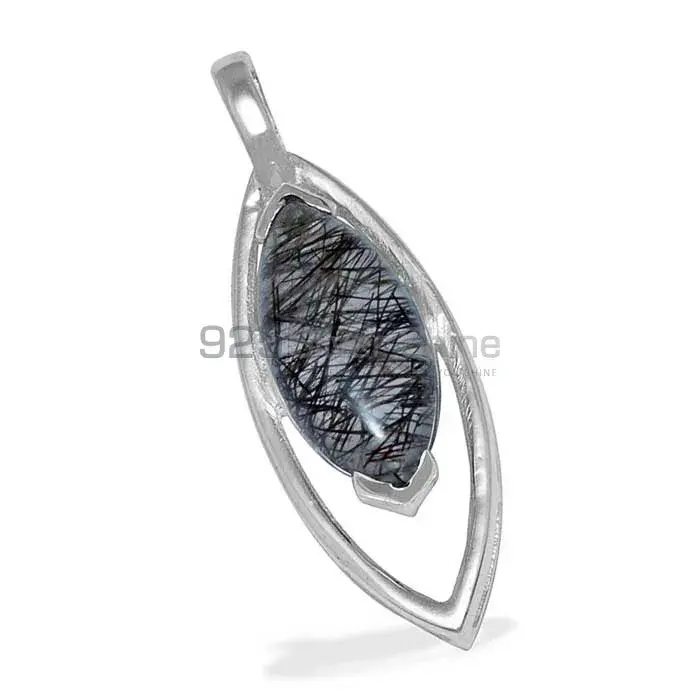 Solid Sterling Silver Handmade Pendants In Black Rutile Gemstone Jewelry 925SP1472_1