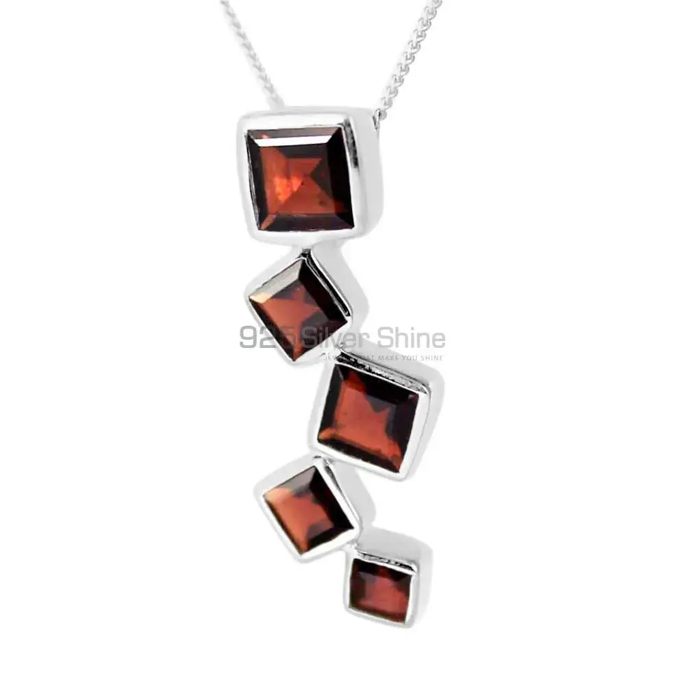 Solid Sterling Silver Handmade Pendants In Garnet Gemstone Jewelry 925SP246-3_0