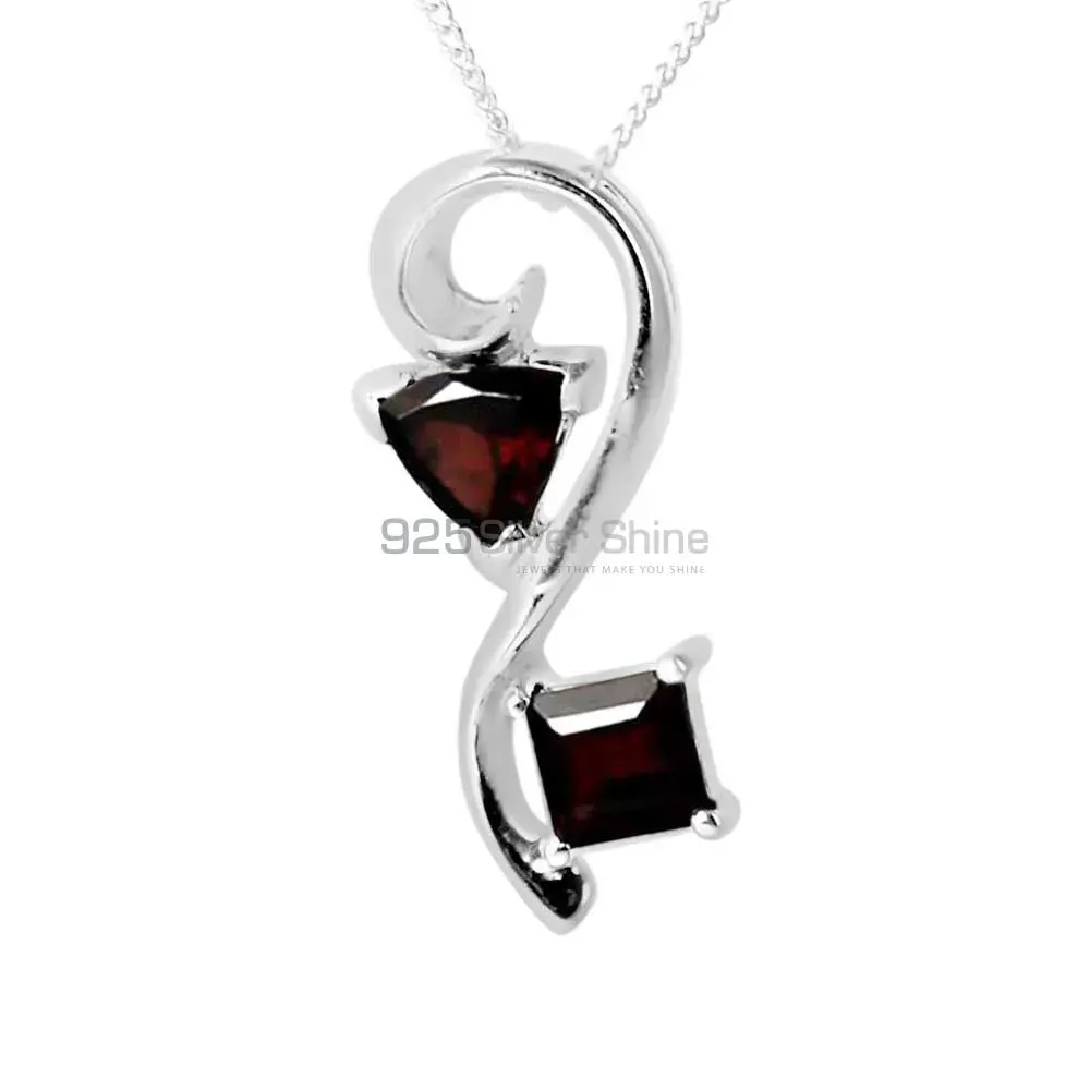 Solid Sterling Silver Handmade Pendants In Garnet Gemstone Jewelry 925SP253-5_0