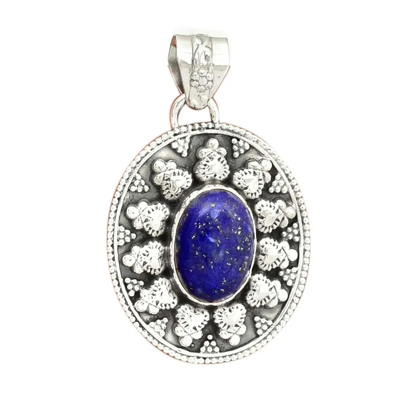 Solid Sterling Silver Handmade Pendants In Lapis Gemstone Jewelry 925SP073-6_2