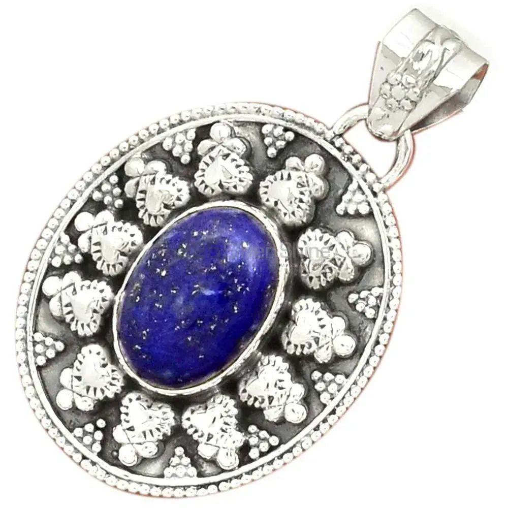 Solid Sterling Silver Handmade Pendants In Lapis Gemstone Jewelry 925SP073-6_3