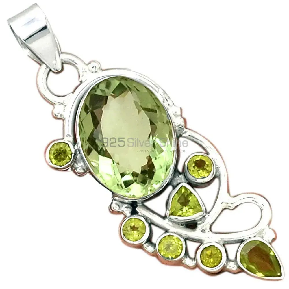 Best Price Solid Sterling Silver Handmade Pendants In Multi Gemstone Jewelry 925SP095-5