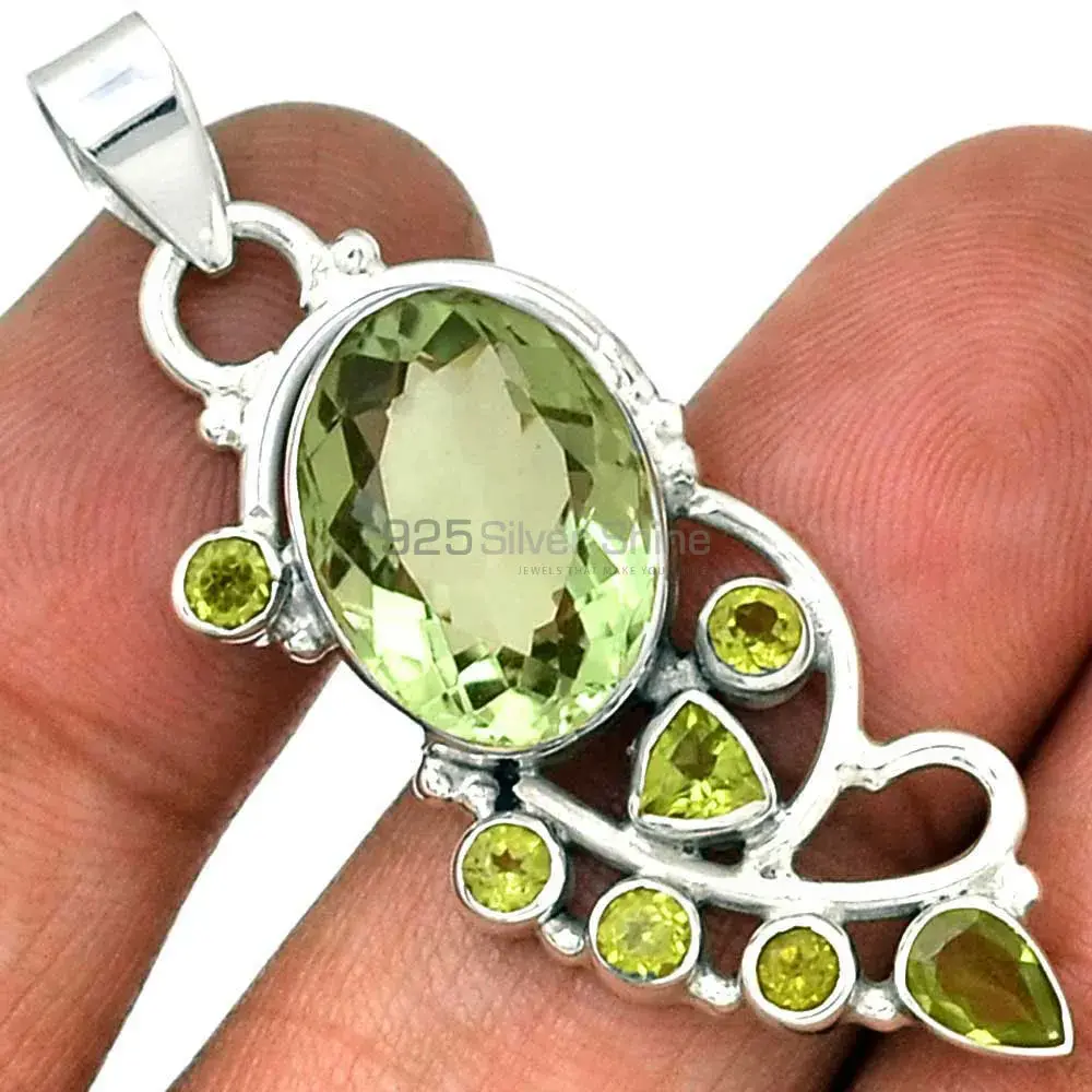 Solid Sterling Silver Handmade Pendants In Multi Gemstone Jewelry 925SP095-5_1
