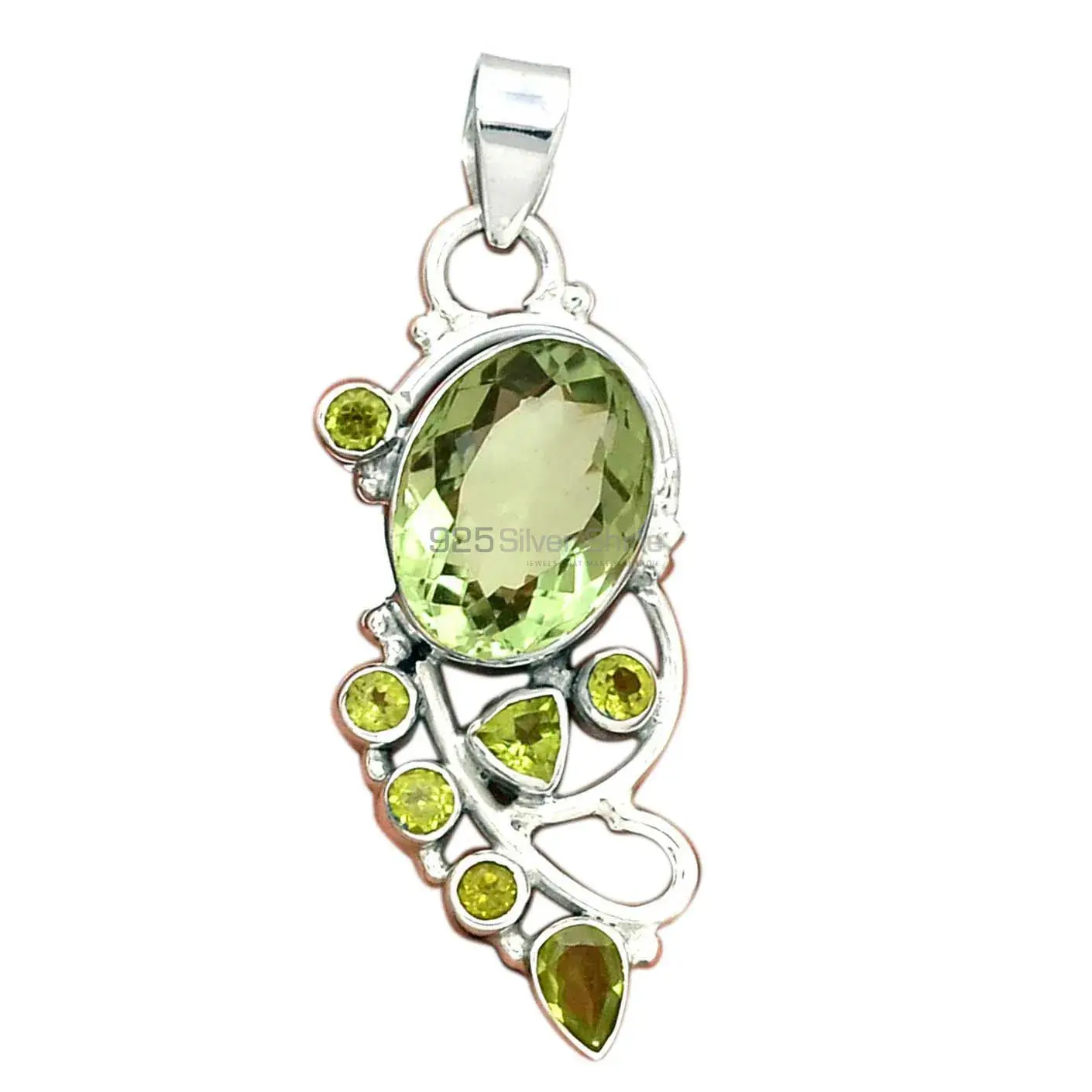 Best Price Solid Sterling Silver Handmade Pendants In Multi Gemstone Jewelry 925SP095-5_1