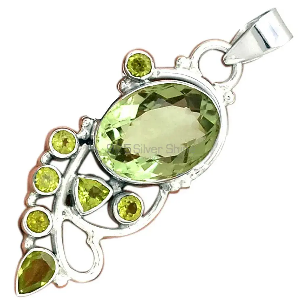 Best Price Solid Sterling Silver Handmade Pendants In Multi Gemstone Jewelry 925SP095-5_2