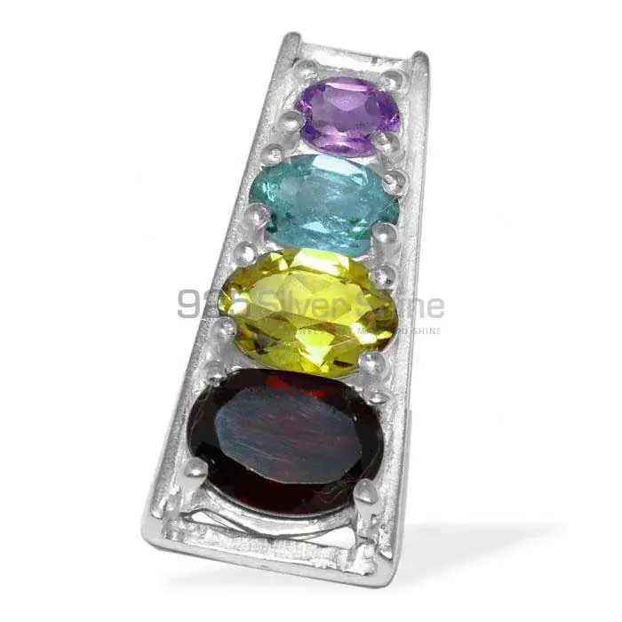 Best Price Solid Sterling Silver Handmade Pendants In Multi Gemstone Jewelry 925SP1422