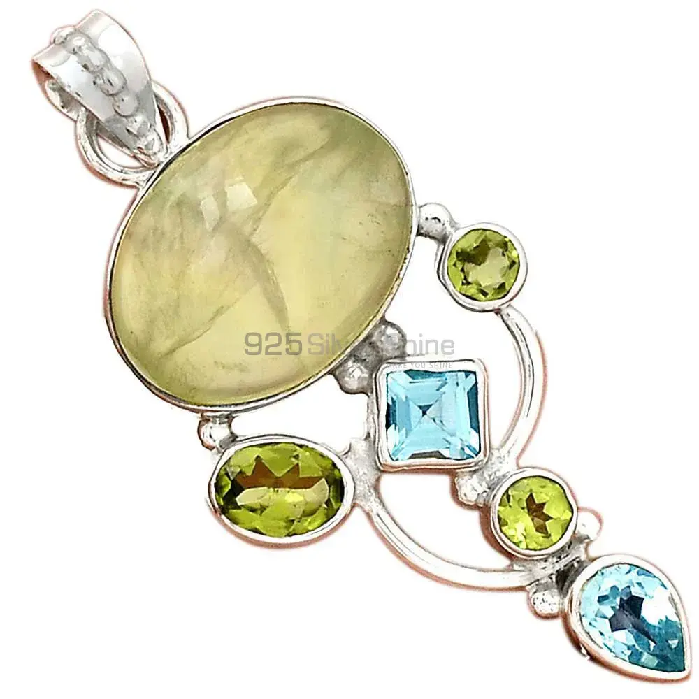 Best Price Solid Sterling Silver Handmade Pendants In Multi Gemstone Jewelry 925SP20-1