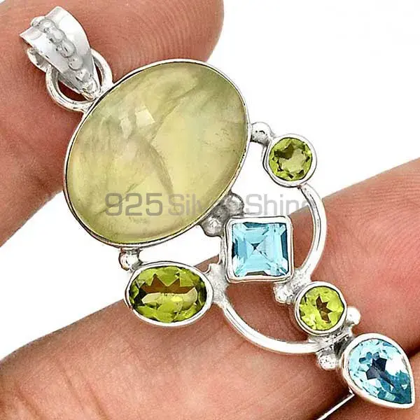 Best Price Solid Sterling Silver Handmade Pendants In Multi Gemstone Jewelry 925SP20-1_0