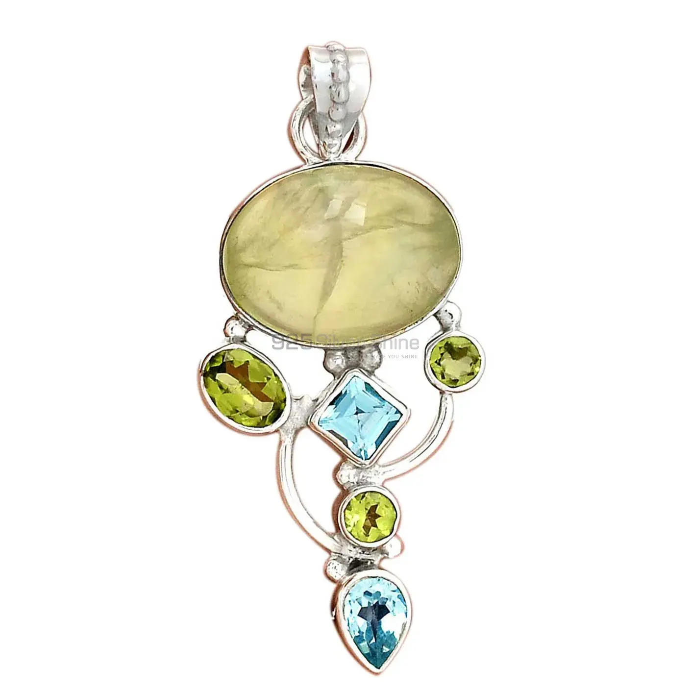 Best Price Solid Sterling Silver Handmade Pendants In Multi Gemstone Jewelry 925SP20-1_1