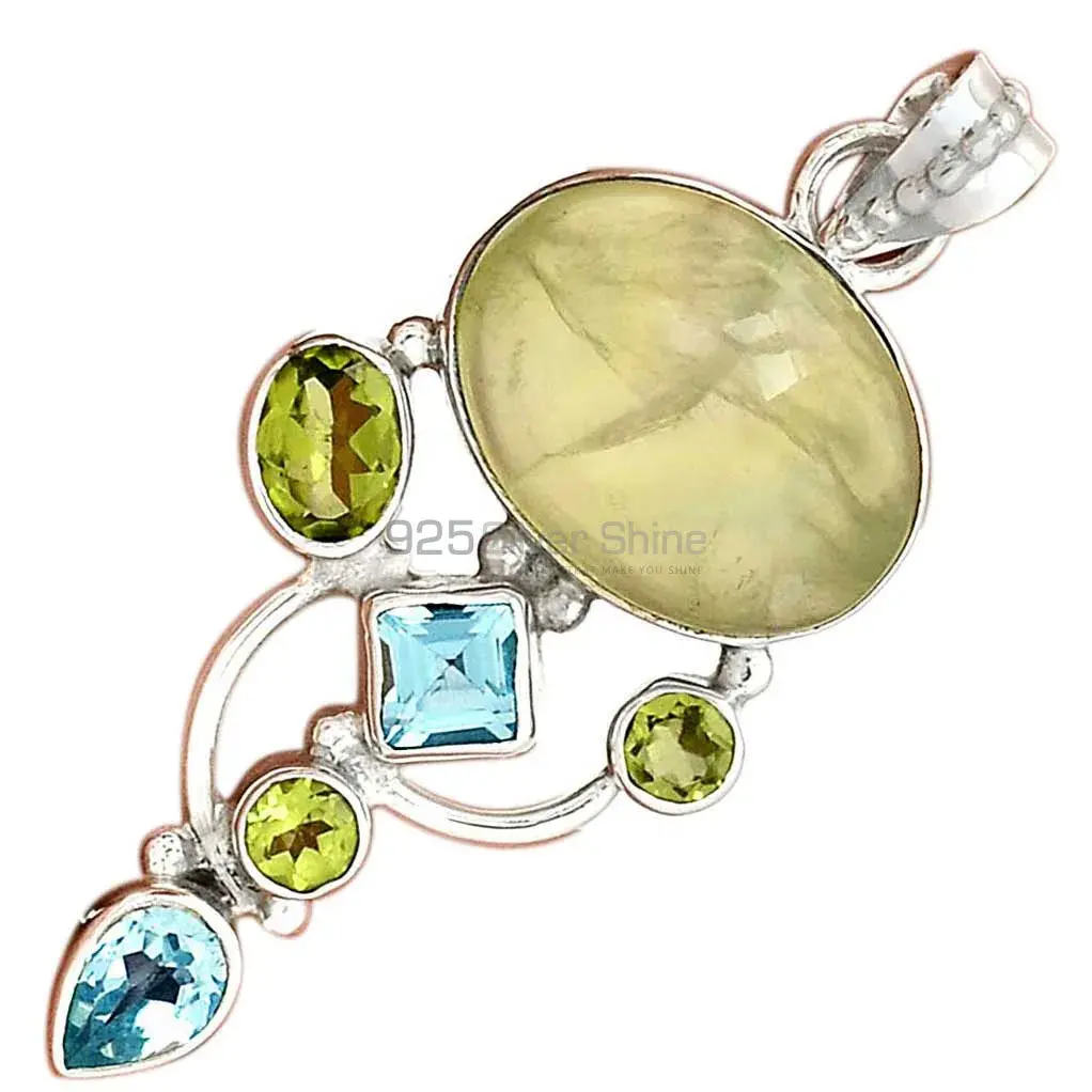 Best Price Solid Sterling Silver Handmade Pendants In Multi Gemstone Jewelry 925SP20-1_2