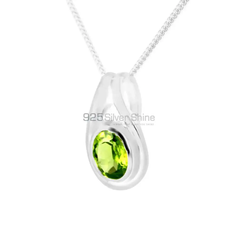 Solid Sterling Silver Handmade Pendants In Peridot Gemstone Jewelry 925SP206-3