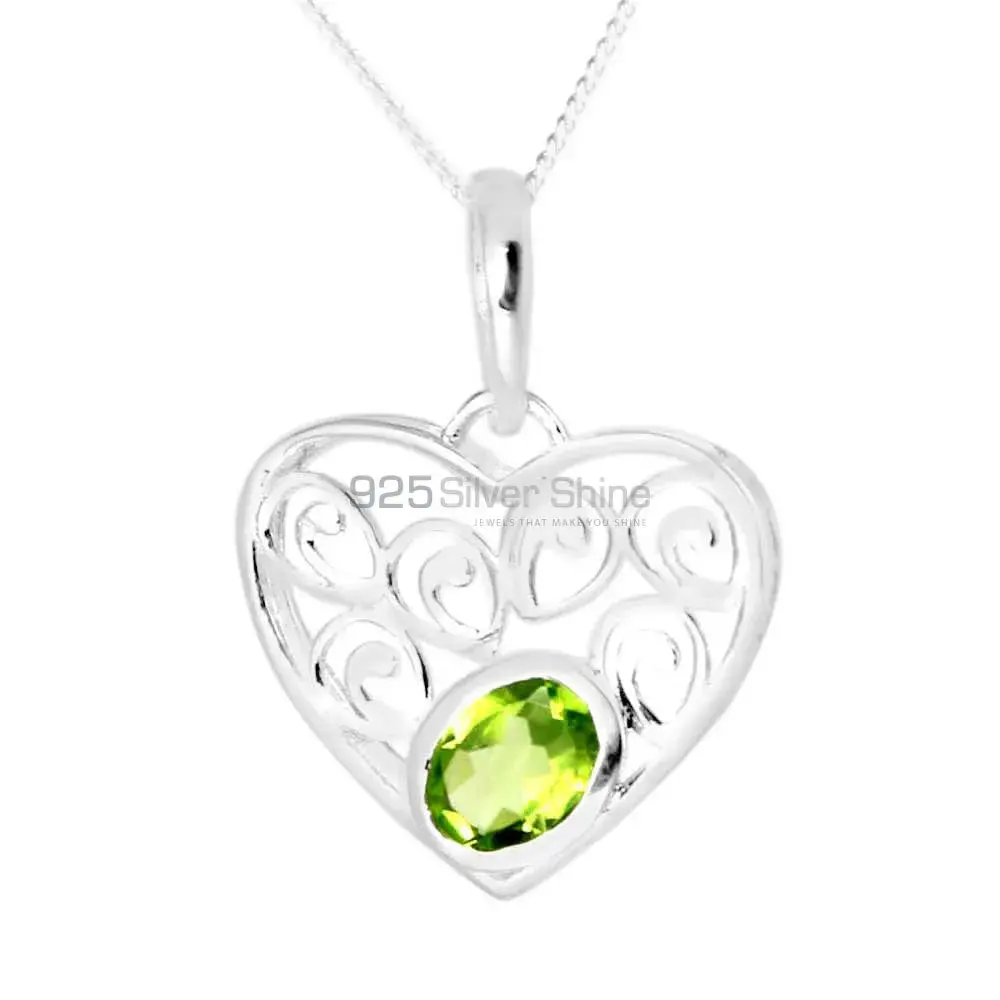 Solid Sterling Silver Handmade Pendants In Peridot Gemstone Jewelry 925SP222-4_0
