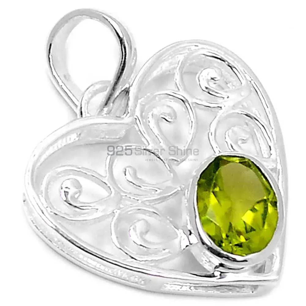 Solid Sterling Silver Handmade Pendants In Peridot Gemstone Jewelry 925SP222-4_2