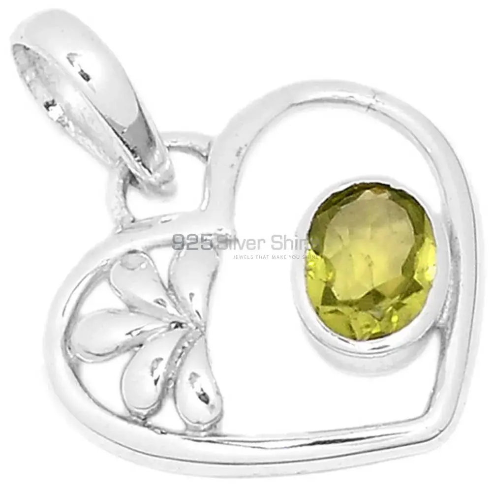 Solid Sterling Silver Handmade Pendants In Peridot Gemstone Jewelry 925SP278-1